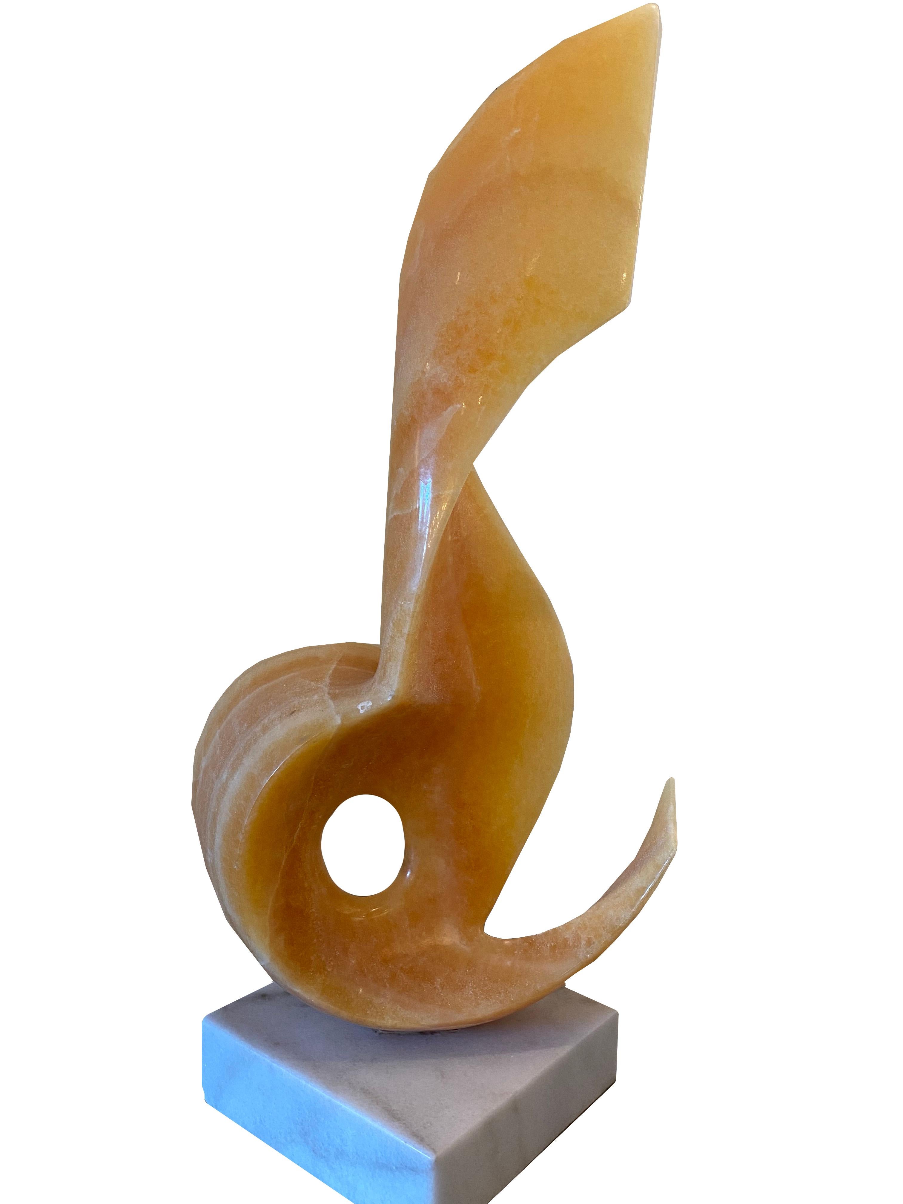 A unique hand-carved stone sculpture by Mexican abstract artist, Leonardo Nierman.

La Flama by Leonardo Nierman, Mexican (1932)
Onyx Sculpture
Size: 32 x 9.5 x 9.5 in. (81.28 x 24.13 x 24.13 cm)