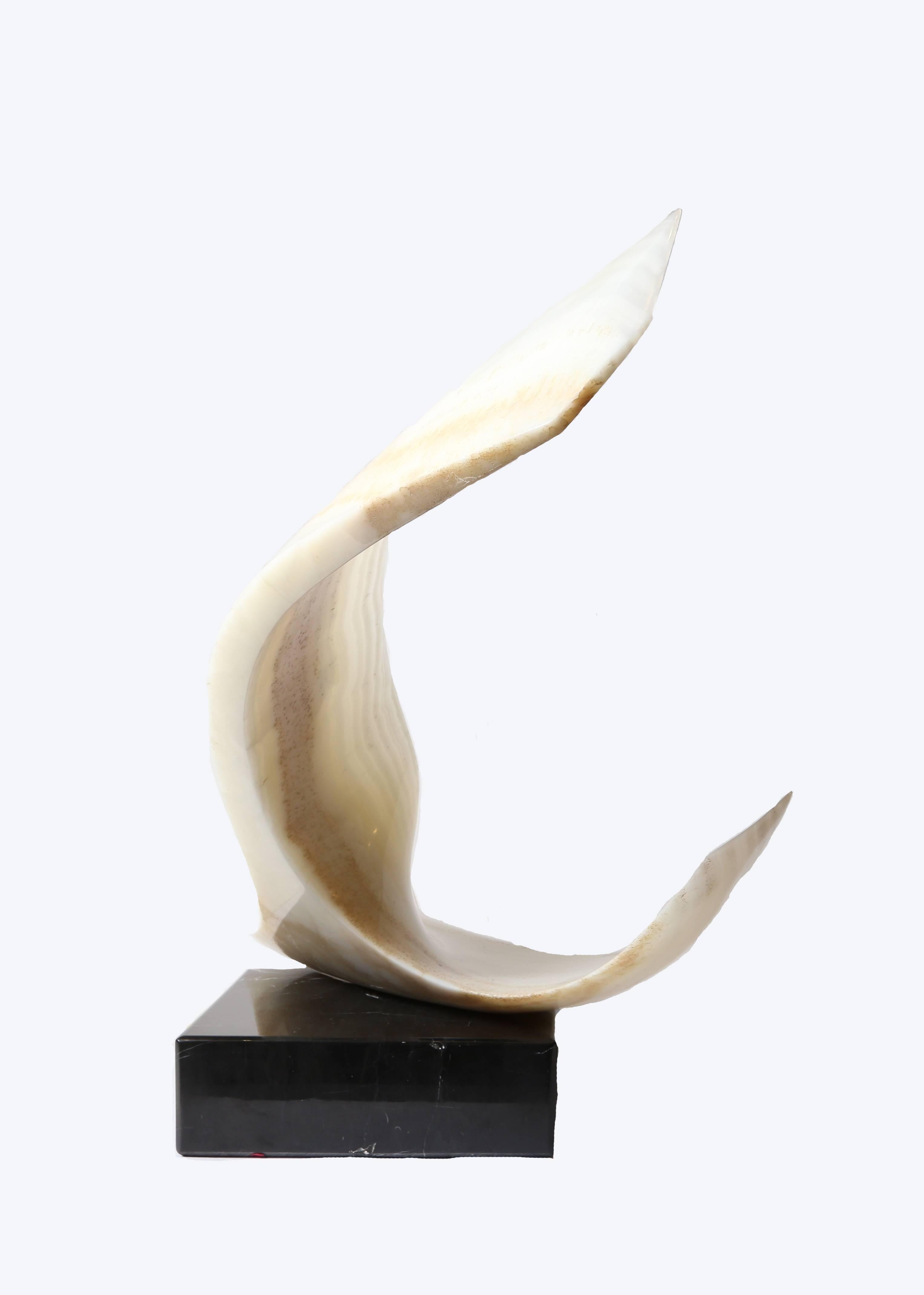 Artist: Leonardo Nierman (1932 - )
Title: Untitled
Year: circa 1979
Medium: White Onyx, signature engraved
Size: 24 x 43.5 x 7.25 inches
Base: 4 x 13.25 x 13.25 inches