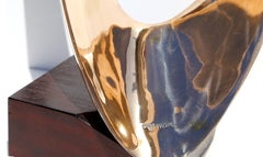 Swoosh, Large Bronze Sculpture on Wood Base by Leonardo Nierman