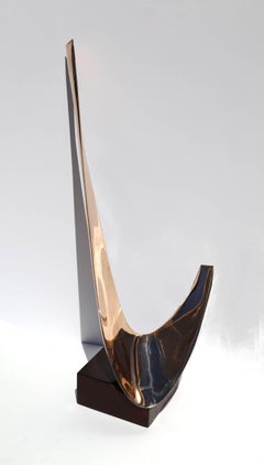 Swoosh, Large Bronze Sculpture on Wood Base by Leonardo Nierman