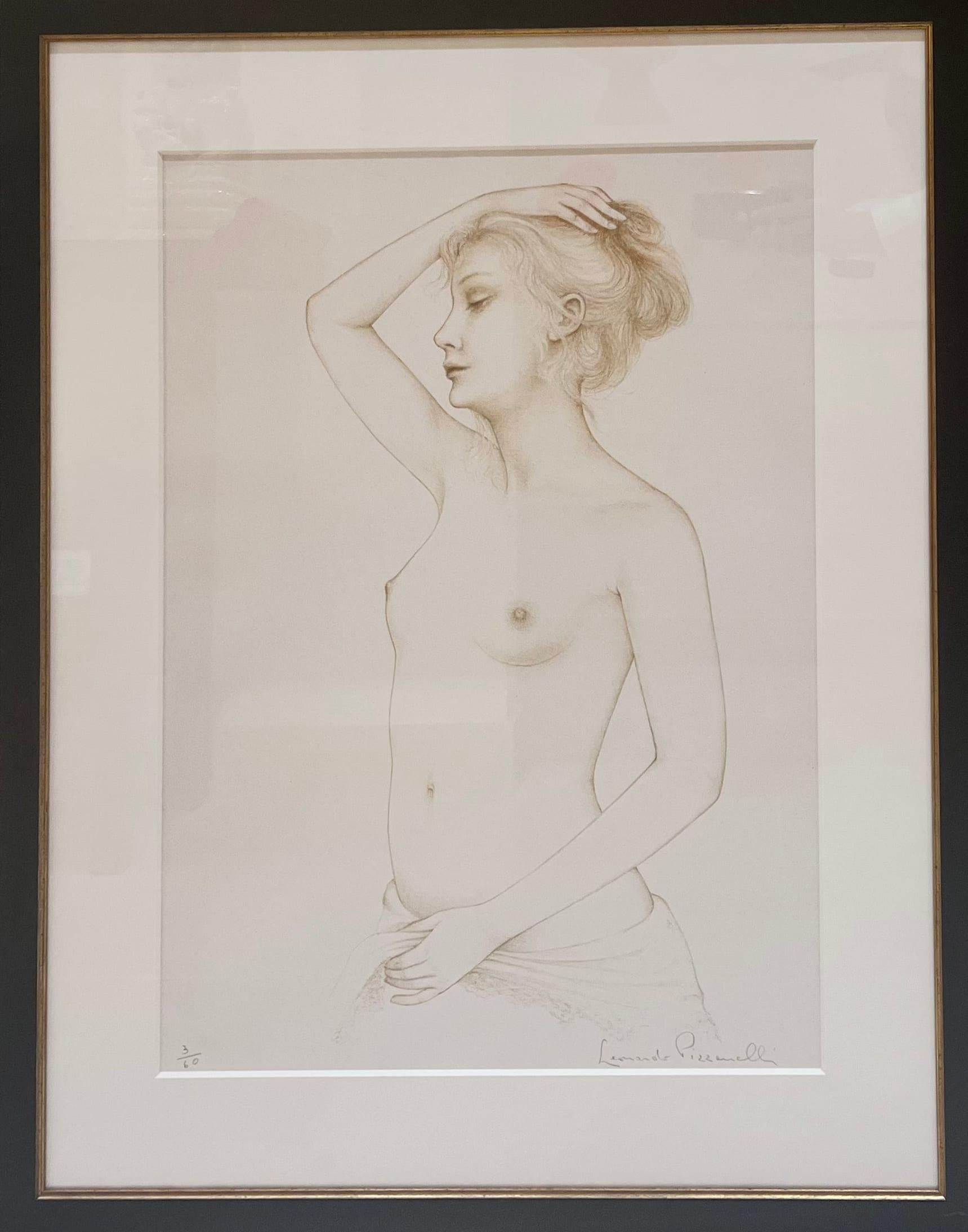 'Female Standing Nude, ' by Leonardo Pizzanelli, Lithograph  1