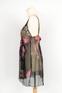 Leonard's Undress Black and Pink Silk Sheer Negligee