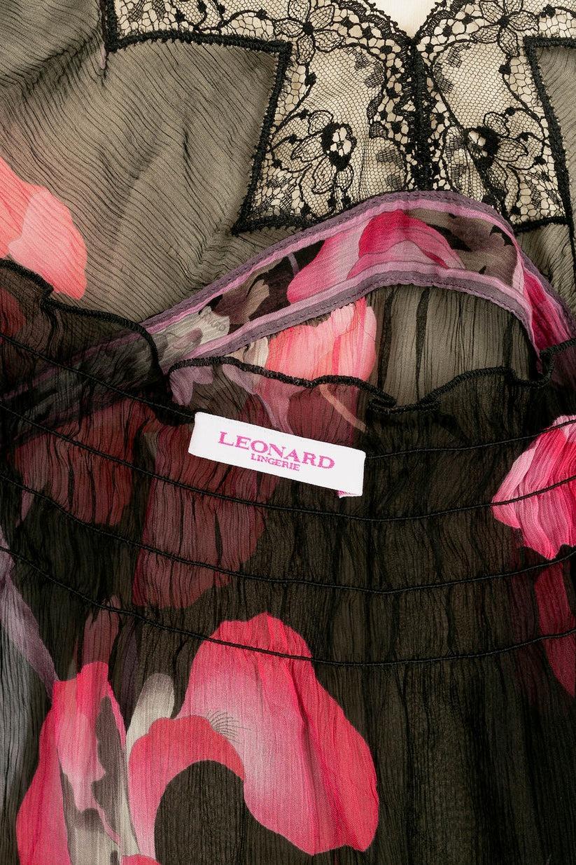 Leonard's Undress Black and Pink Silk Sheer Negligee For Sale 5