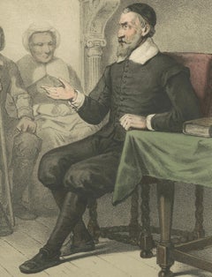 Leonardus Marius unterrichtet in einem Innenraum - Handkolorierte Lithographie aus dem 19.