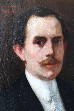 Antique Portait of a Man, chiaroscuro male portrait dated 1909