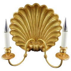 Leone Cei 3300 Regency-Style Shell Wall Light, Hand Carved and Gilded in Italy