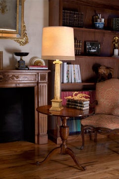 Leone Cei Empire Style Ionic Column Lamp Base, Hand Carved and Gilded