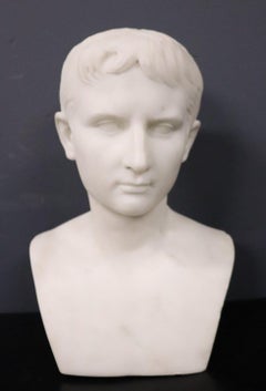 Italian Neoclassical Marble Bust of Emperor Octavian