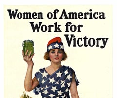 Original "Women of America Work for Victory" vintage psoter  Victory Garden