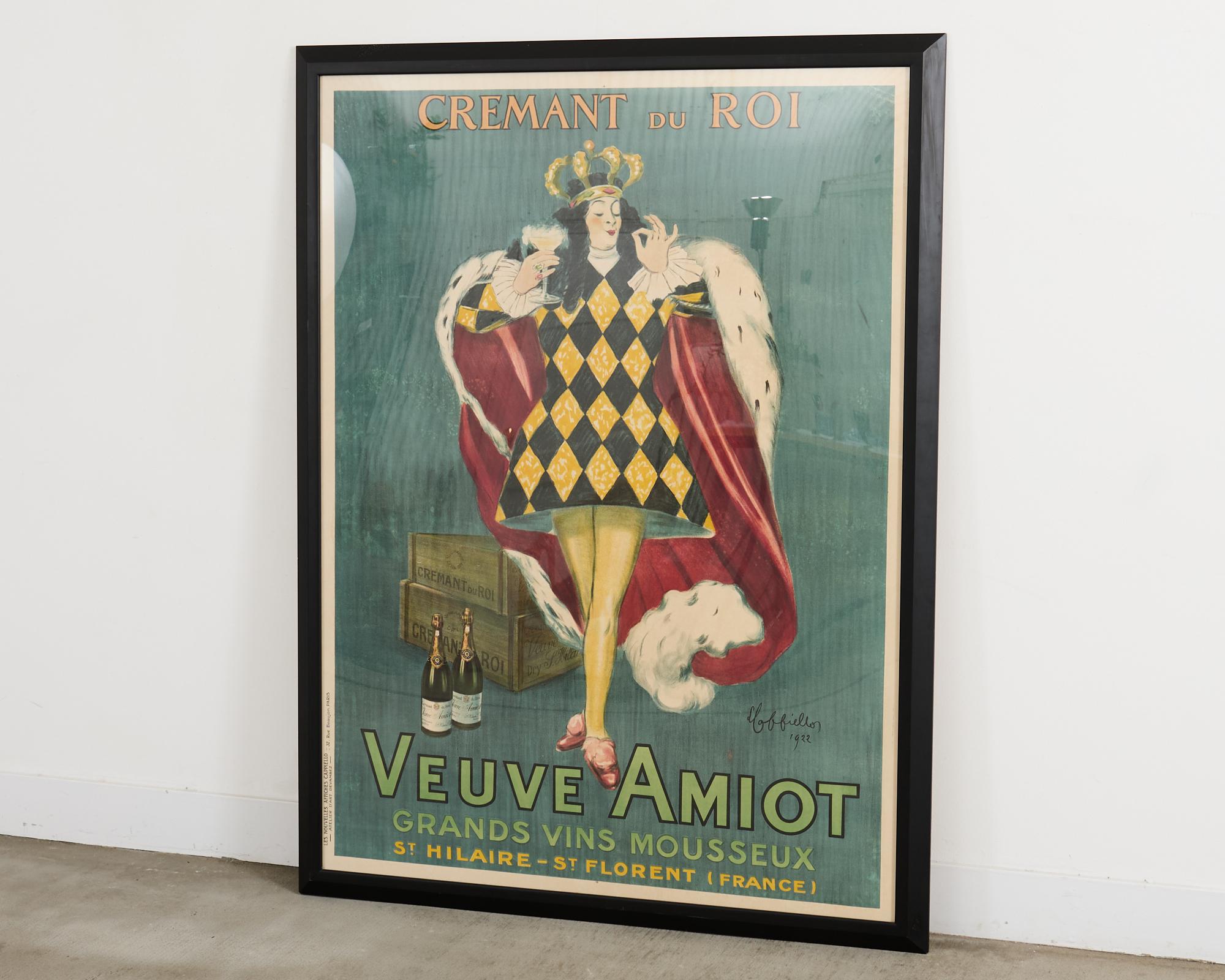 French Leonetto Capiello Veuve Amiot Champagne King Print For Sale