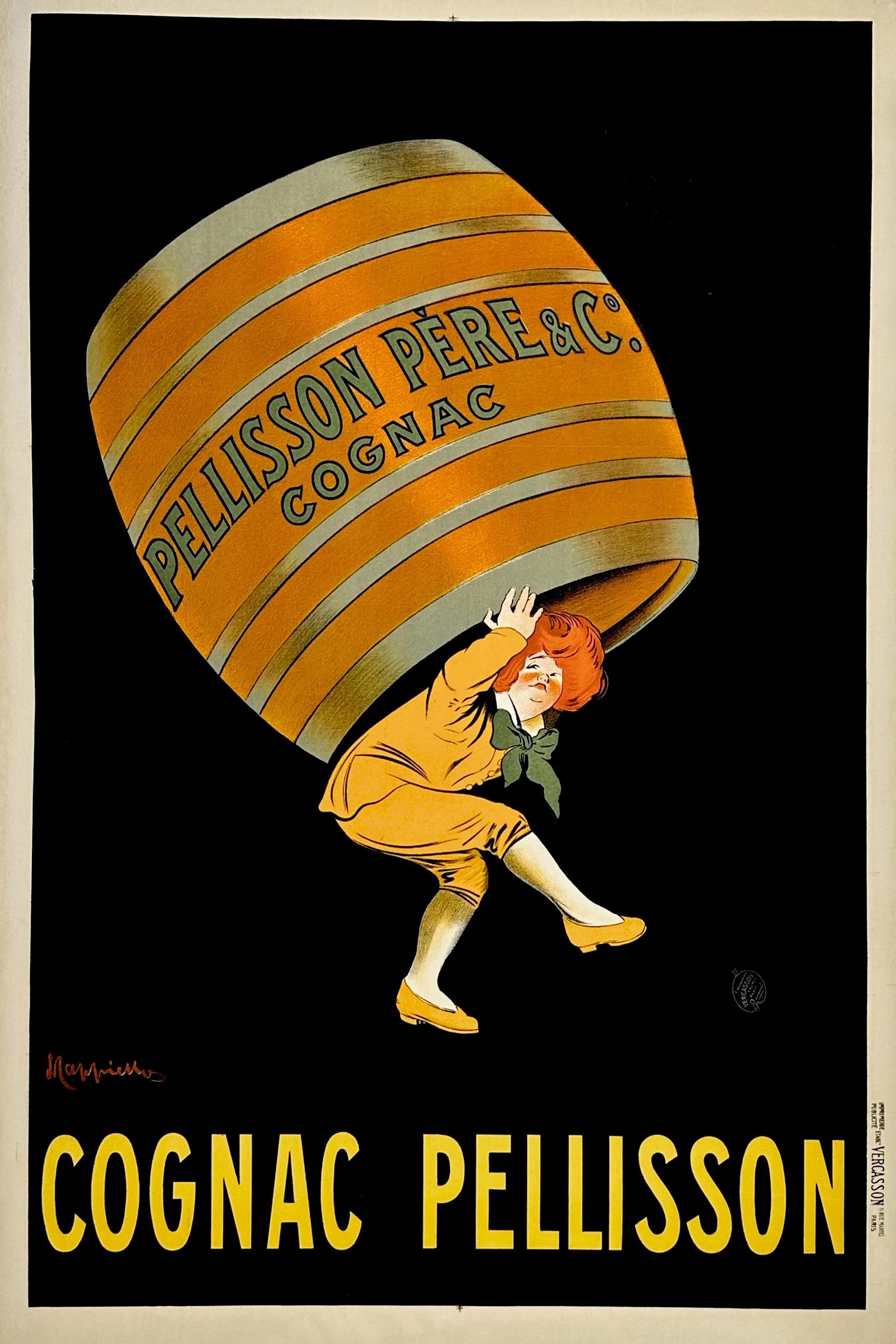 Art Deco Leonetto Cappello (Italian 1875-1942) Framed Original Vintage Poster for Cognac For Sale