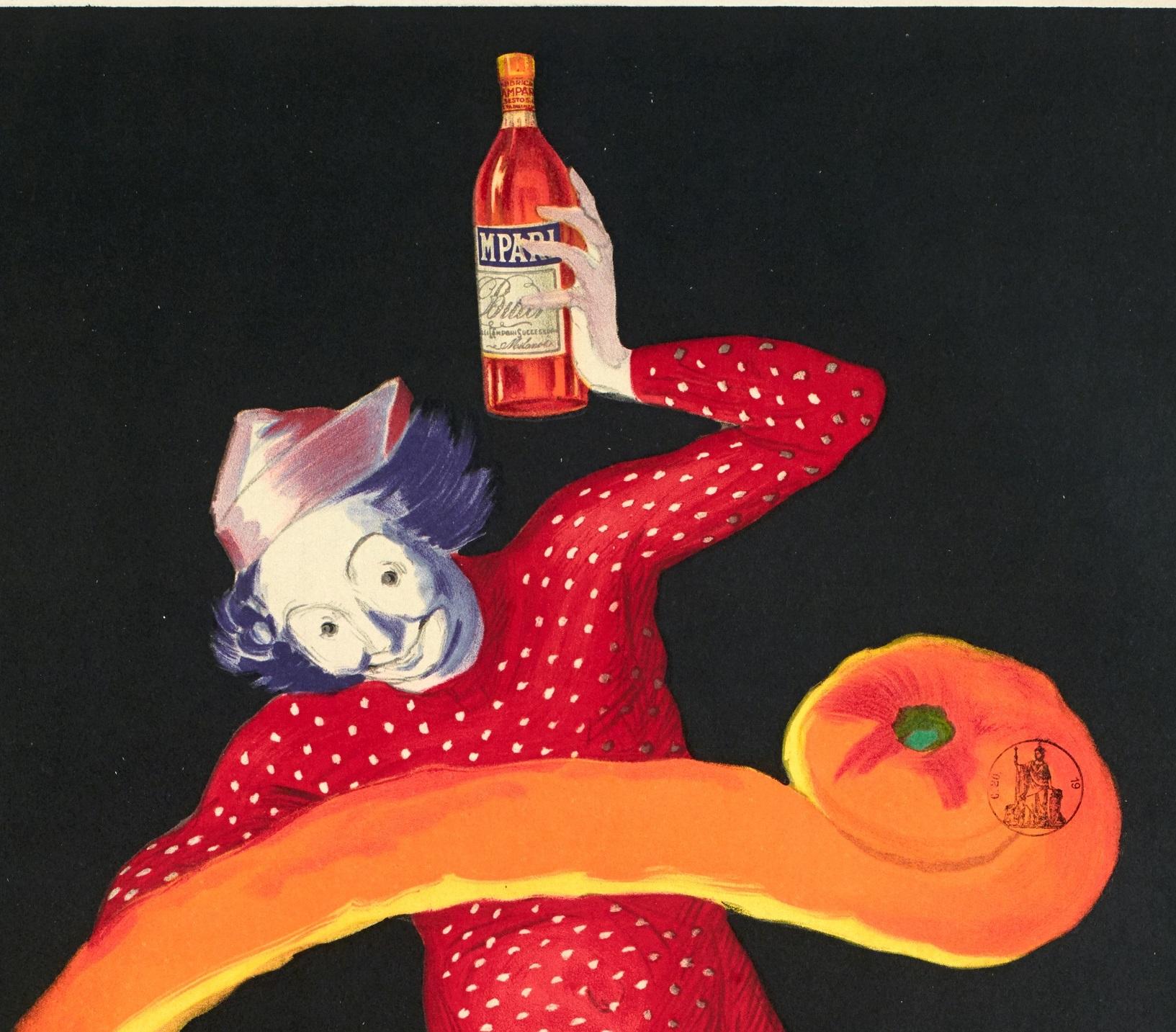 Belle Époque Leonetto Cappiello, affiche originale en alcohol vintage, Bitter Campari, Clown, 1921 en vente