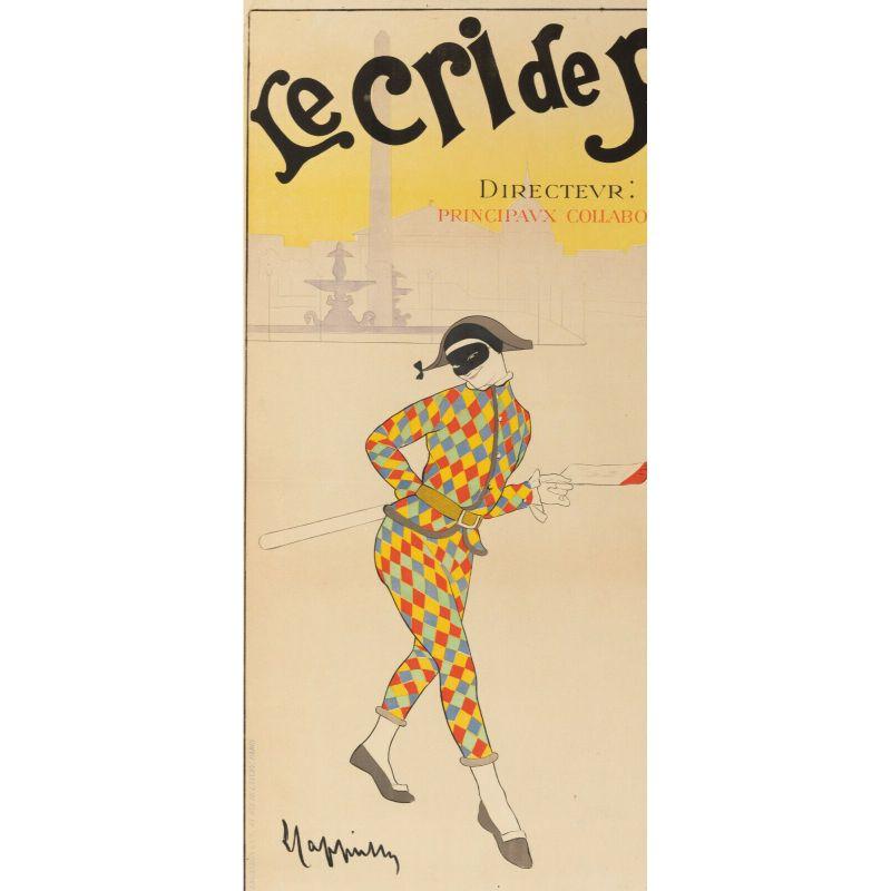 Original Vintage Poster for Le Cri de Paris Newspaper by Leonetto Cappiello dating from 1901.

Harlequin visits Paris, Place de la Concorde, Hotel de la Marine and Hotel Crillon.

Leonetto Cappiello (1875 - 1942), was born in Livorno, Italy, and