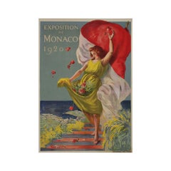 1920 Affiche originale de Monaco par Cappiello "Exposition de Monaco"