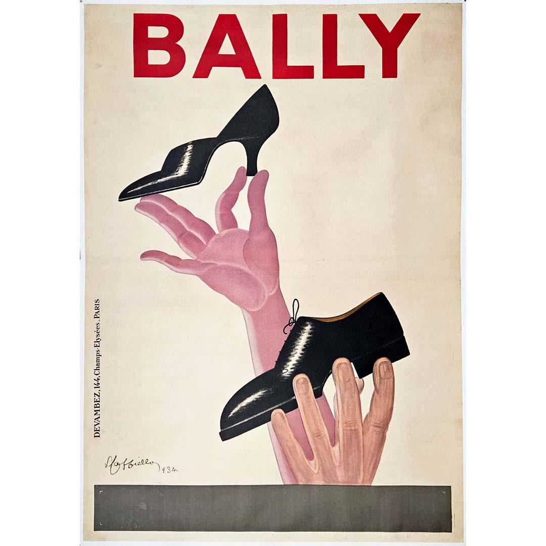 Leonetto Cappiello's original poster for the Bally brand, created in 1934, is an iconic work that embodies both the artist's distinctive style and the sophistication of the Swiss shoe brand. Cappiello, a master of advertising art, captured the