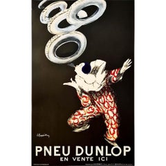 Original Automobilplakat von Cappiello aus dem Jahr 1948 – Pneu Dunlop