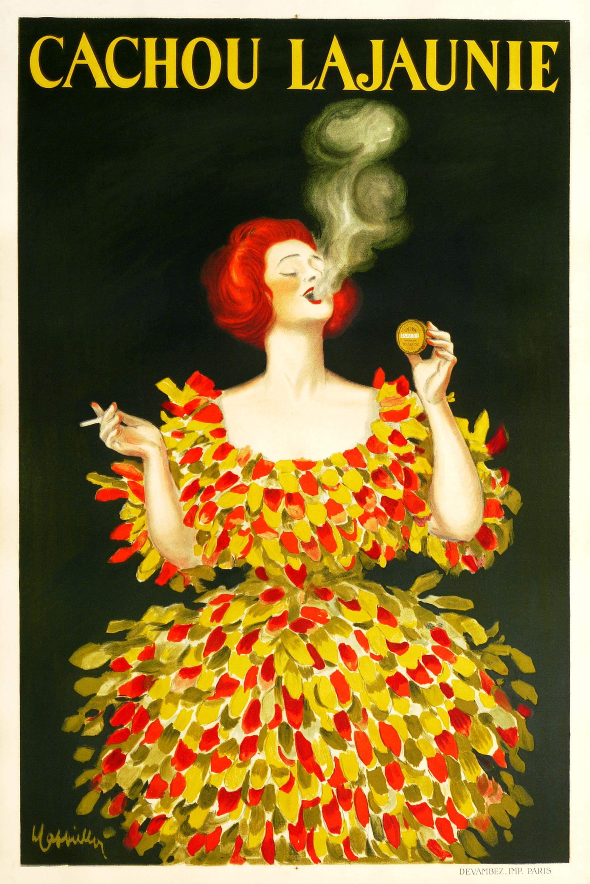 "Cachou Lajaunie" Poster originale francese d'epoca con zecche di Cappiello 1920 - Print di Leonetto Cappiello