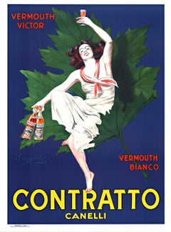 Vintage Cappiello's Contratto Canelli Vermouth - later printing