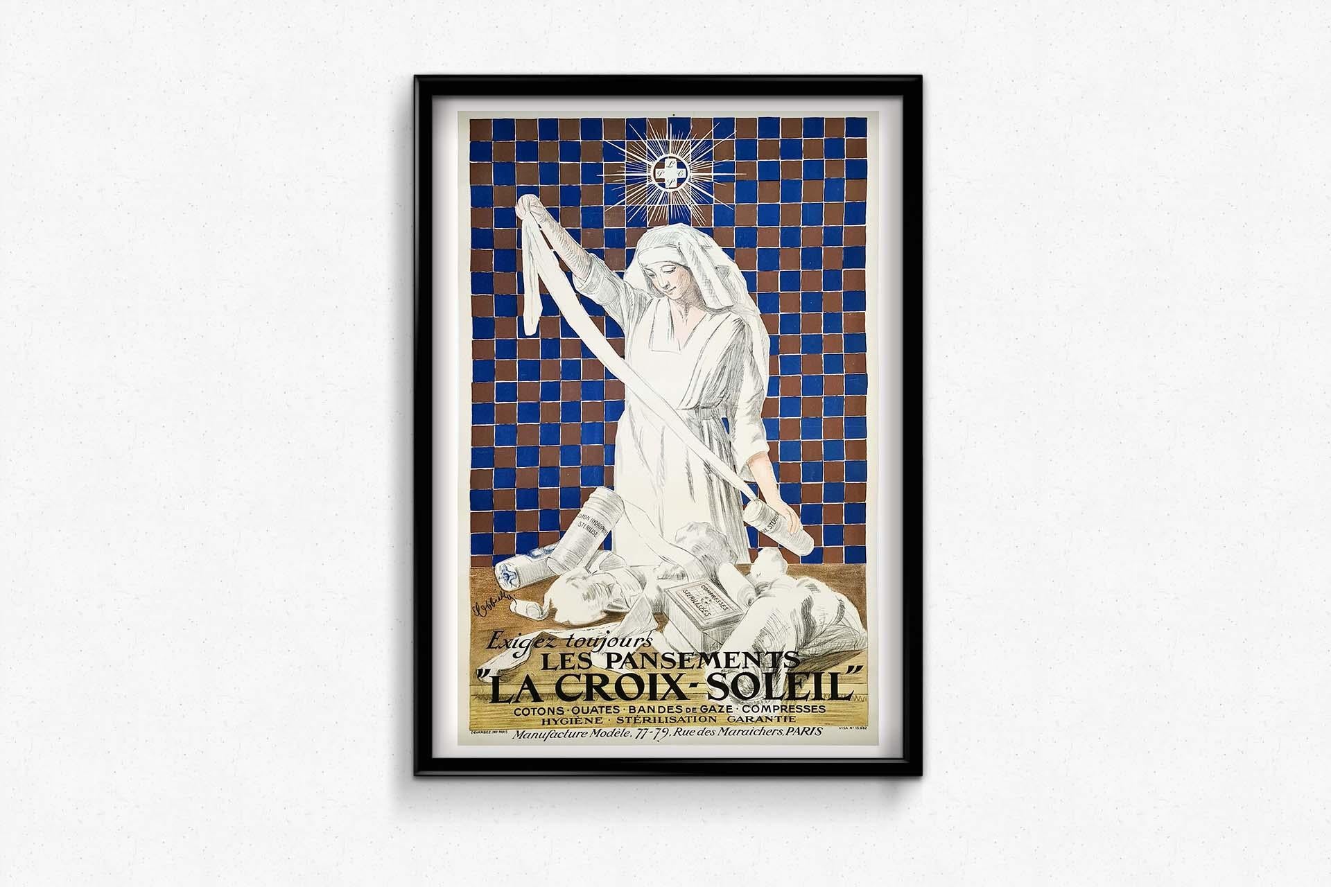 Originalplakat von Cappiello - Les Pansements, „La Croix Soleil“, ca. 1920 (Art déco), Print, von Leonetto Cappiello