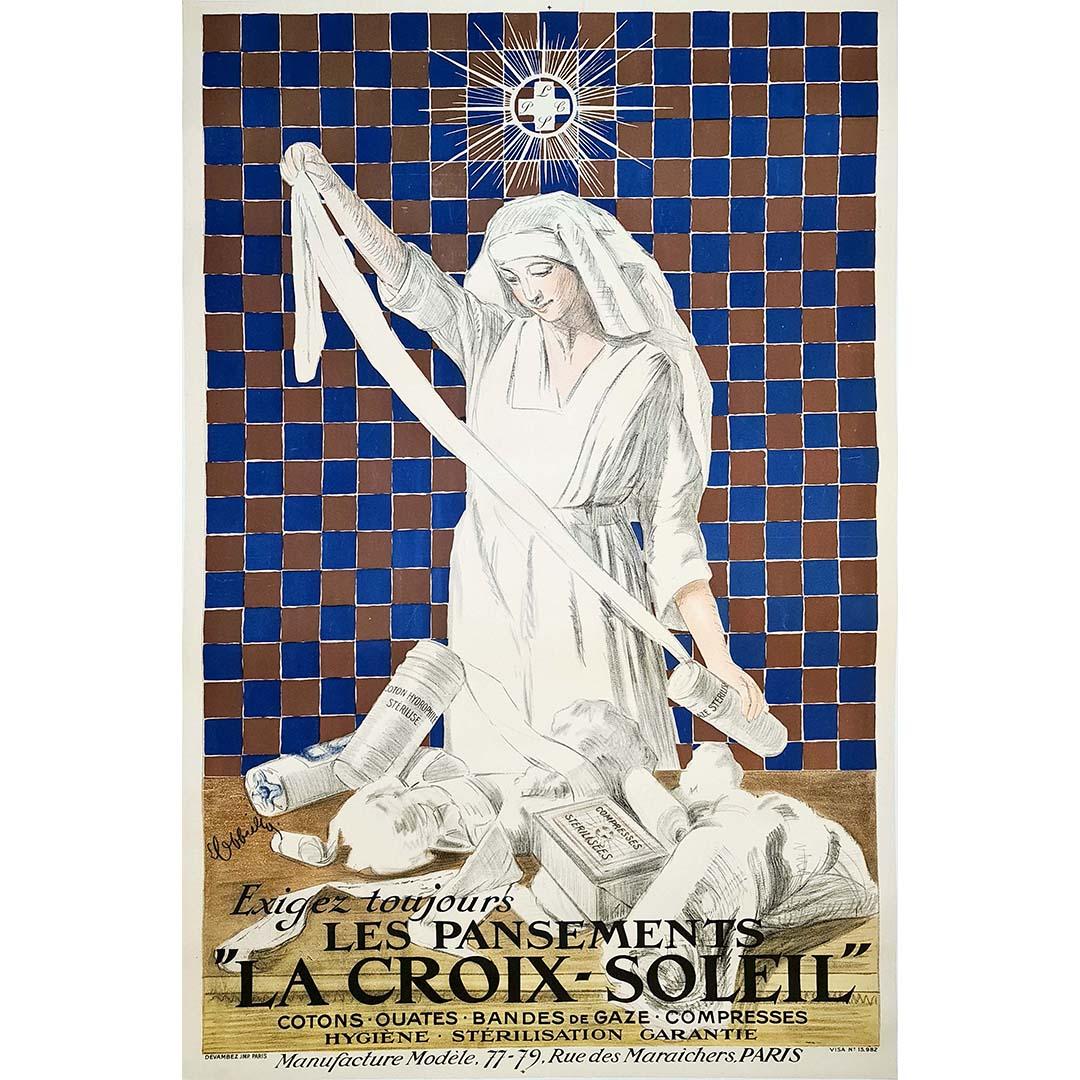 Circa 1920 Original poster by Cappiello - Les Pansements "La Croix Soleil" - Print by Leonetto Cappiello