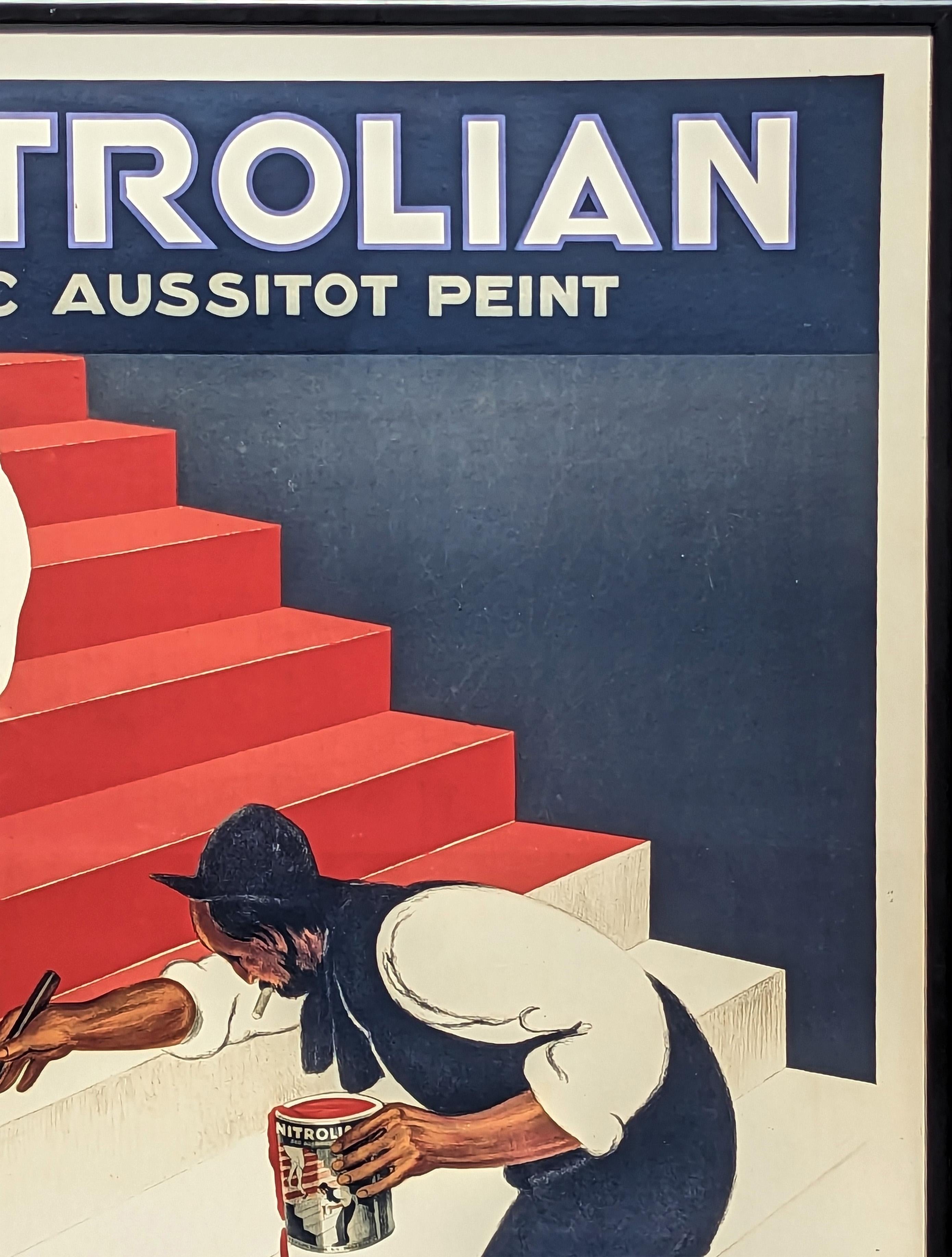 French Vintage Modern Art Deco Nitrolian Fast Drying Paint Promotional Poster  For Sale 1