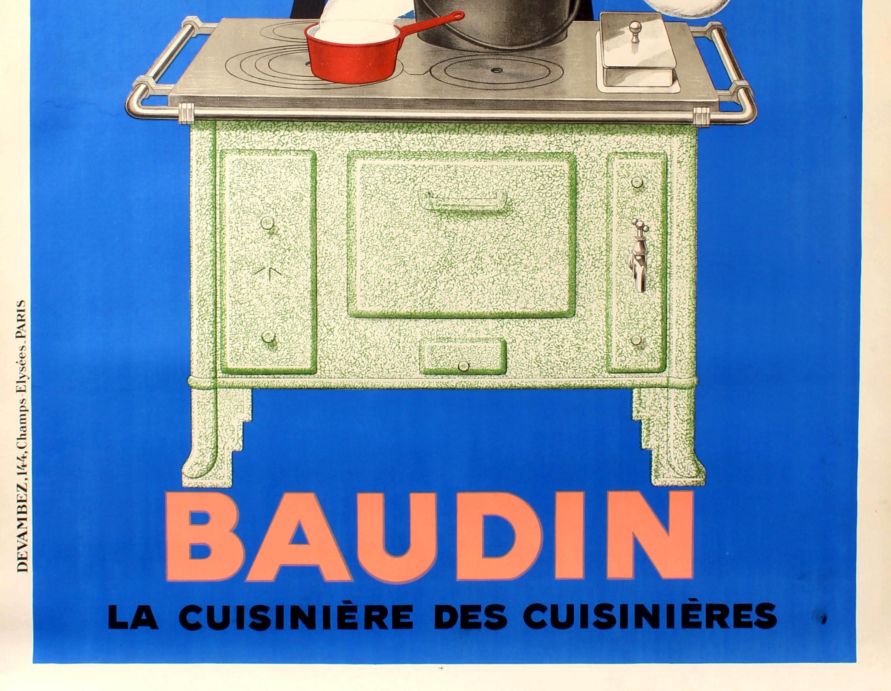 Large Original Vintage Poster By Cappiello Baudin La Cuisiniere des Cuisinieres - Blue Print by Leonetto Cappiello