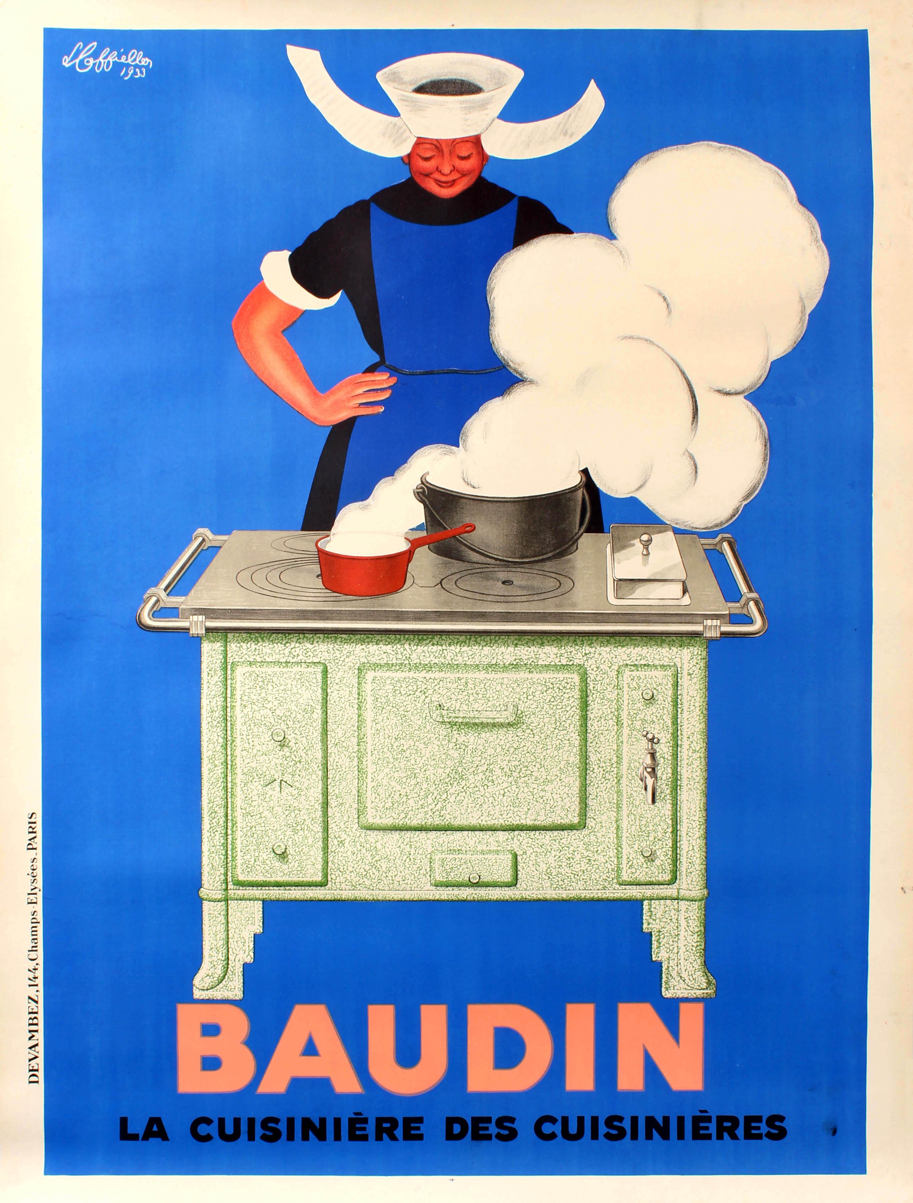 Leonetto Cappiello Print - Large Original Vintage Poster By Cappiello Baudin La Cuisiniere des Cuisinieres