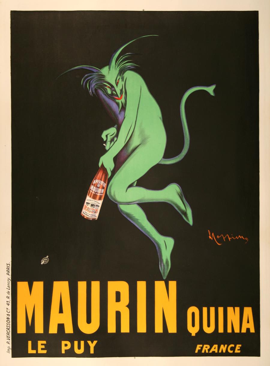 This is truly one of the iconic images of vintage poster art. It was created in the early 1900's by the famed artist, Leonetto Cappiello. He was known to have created more than 2,000 poster images in his life time. This original stone lithograph was