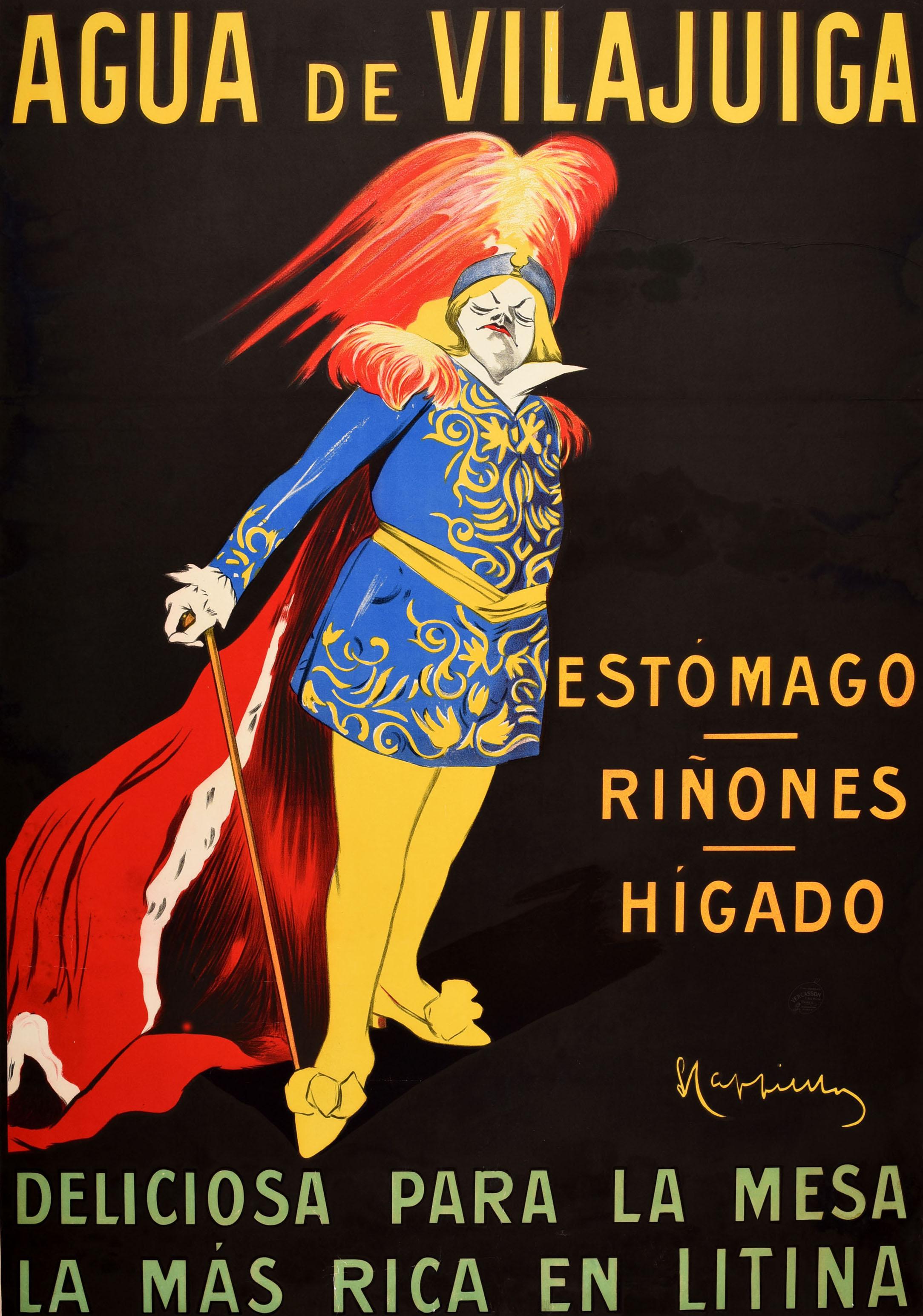Original Antikes Werbeplakat für Getränke Vilajuiga, Mineralwasser, Cappiello, Kunst – Print von Leonetto Cappiello