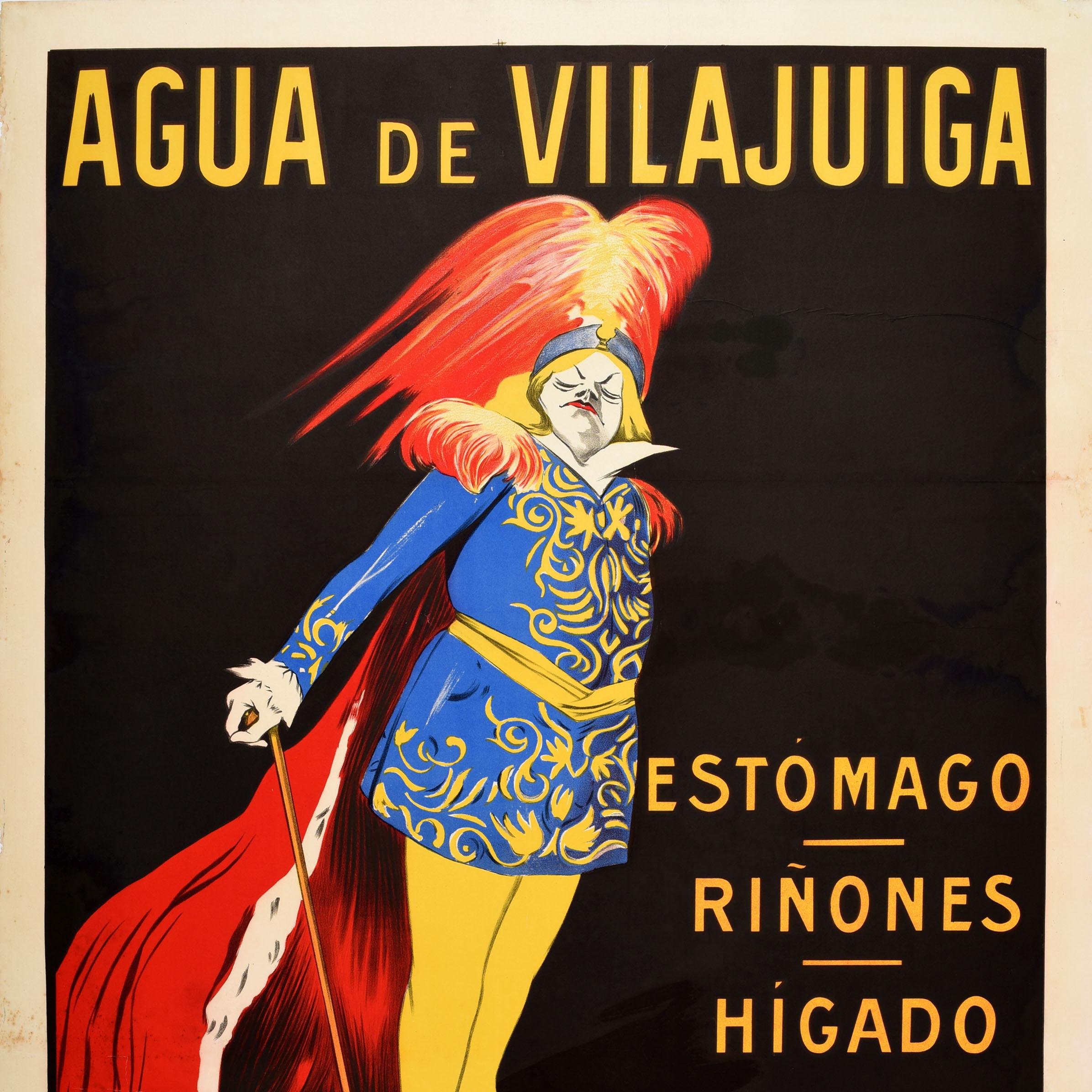 Original Antikes Werbeplakat für Getränke Vilajuiga, Mineralwasser, Cappiello, Kunst (Schwarz), Print, von Leonetto Cappiello