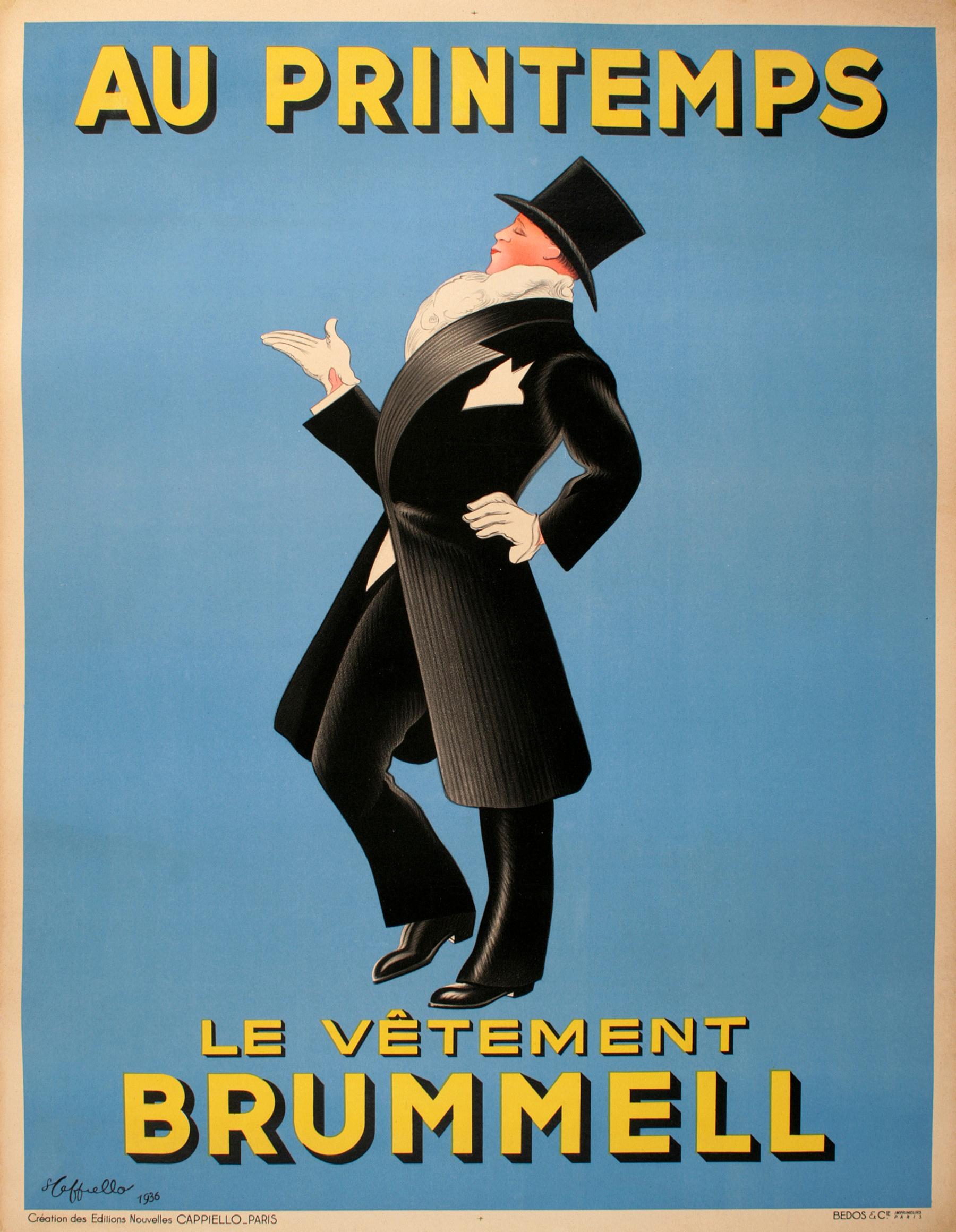 Original Cappiello Poster for Men's Clothing - Brummel 1936 - Print by Leonetto Cappiello