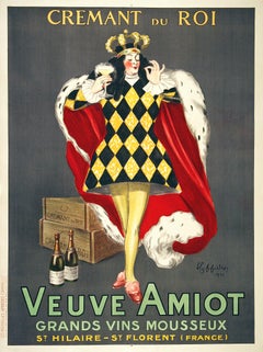 Cartel original Cappiello Vintage Veuve Amiot Champagne King 1922