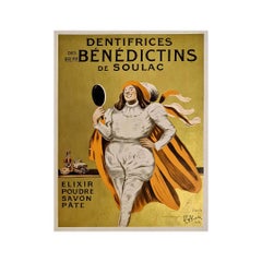 Antique Original poster by Cappiello for the toothpastes of the Benedictines of Soulac
