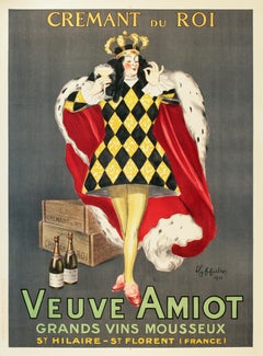 Poster originale Veuve Amiot Vintage di Leonetto Cappiello Re dello Champagne 1922