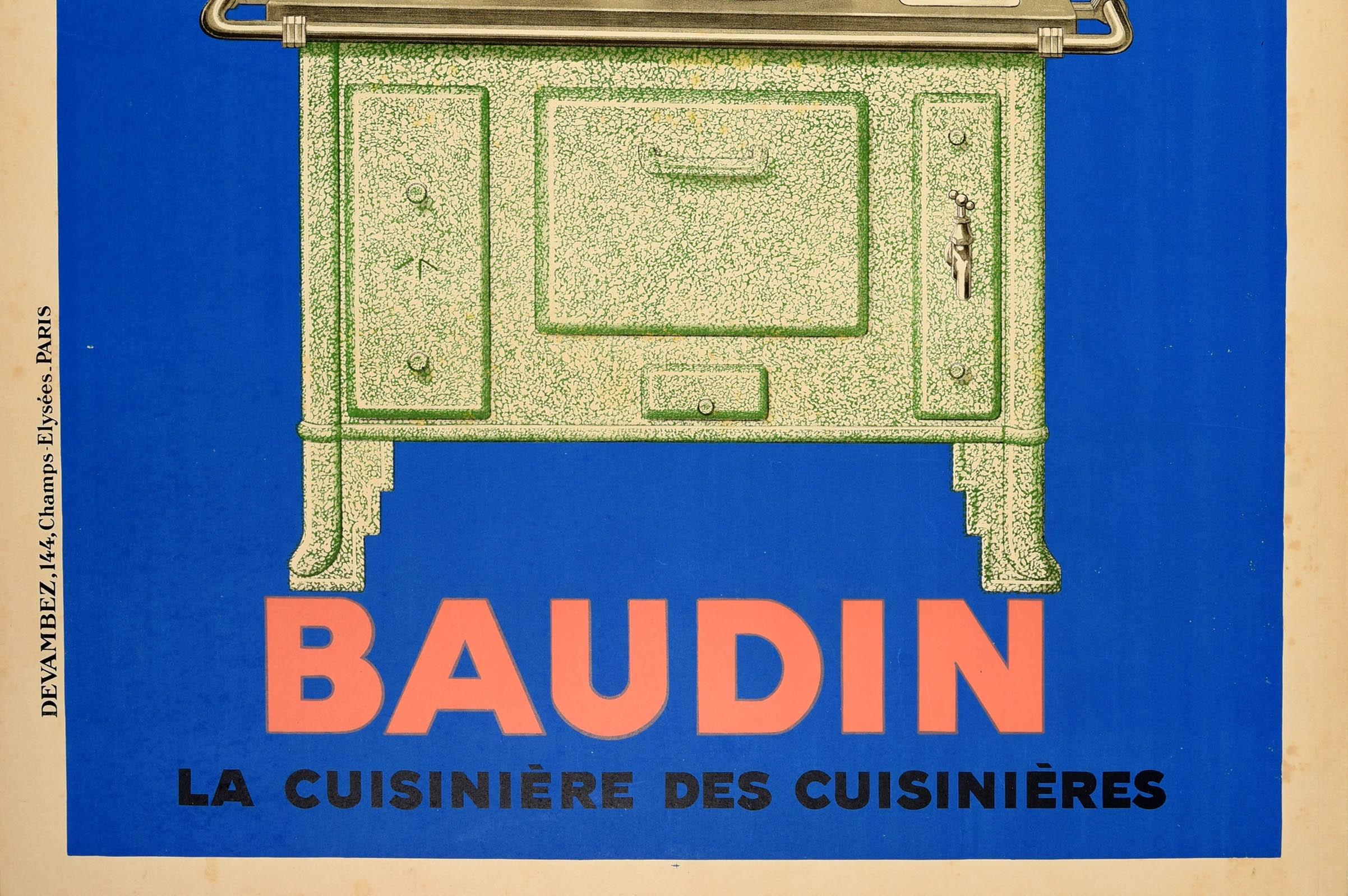 Original Vintage Advertising Poster Baudin Cuisiniere Cooking Leonetto Cappiello For Sale 2