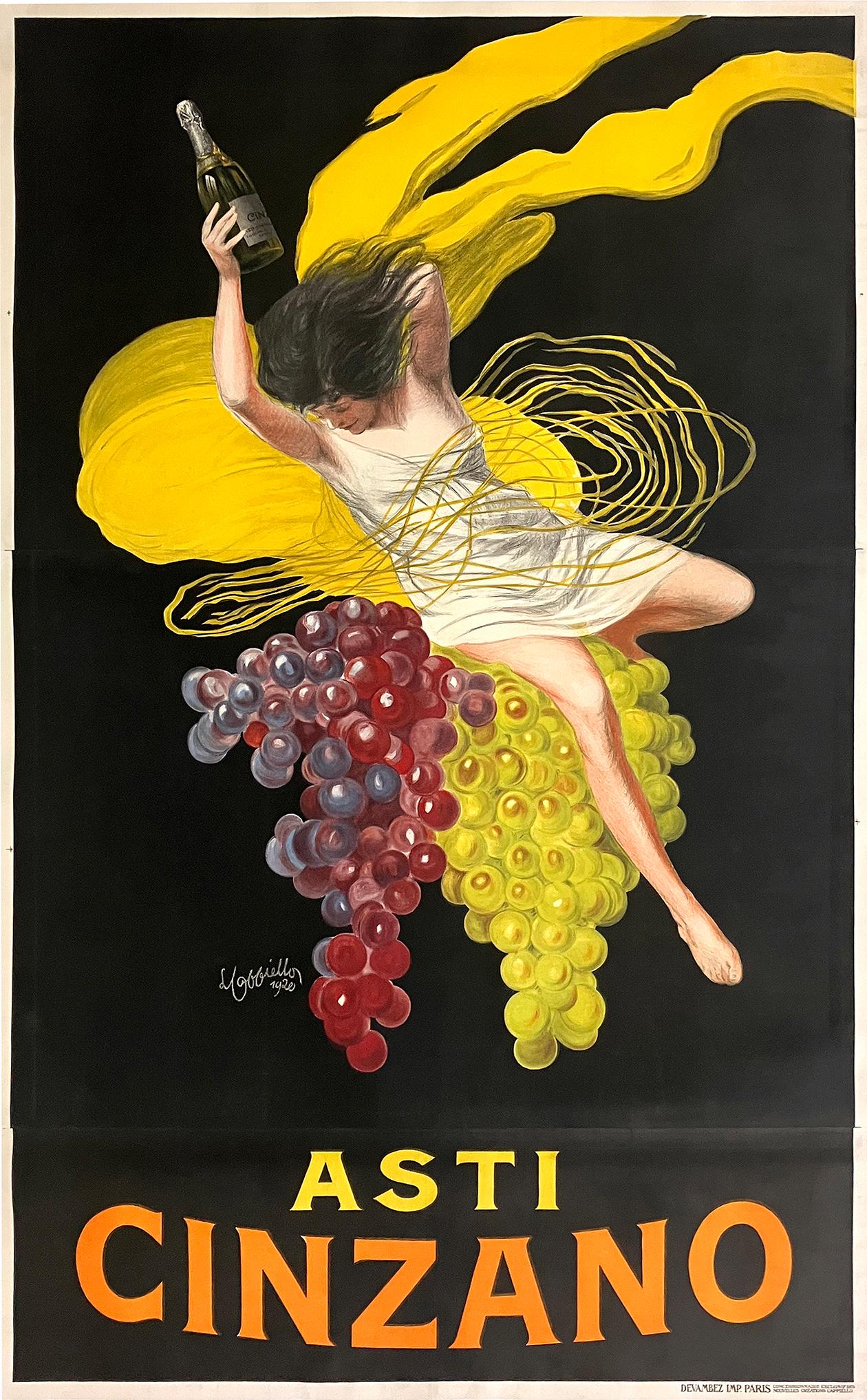 Original Vintage Asti Cinzano Poster by Cappiello 1920 Oversize Extremely Rare - Print by Leonetto Cappiello