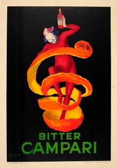 Original Vintage Cappiello Bitter Campari Drink Poster Iconic Orange Peel Design