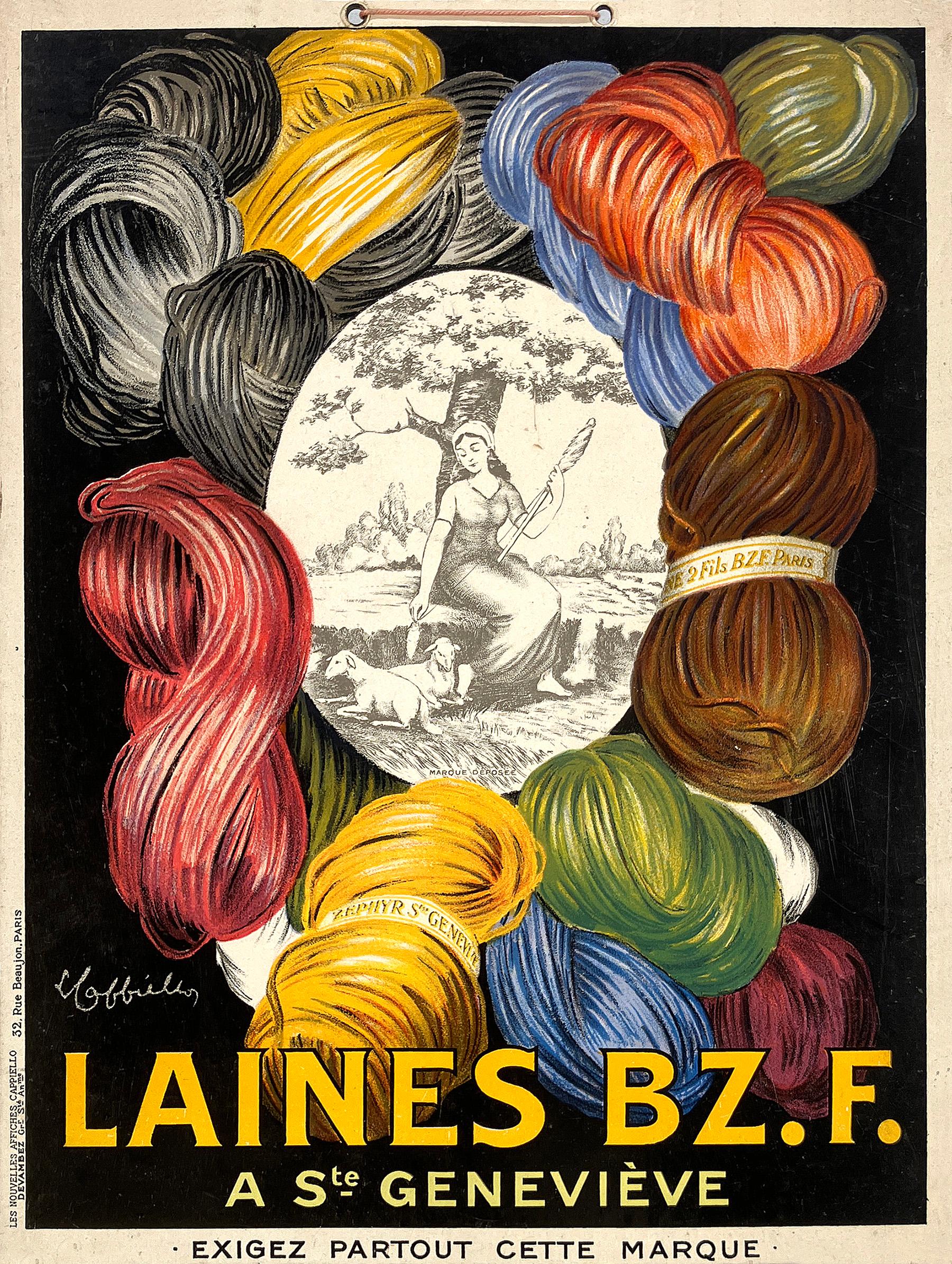 Affiche vintage originale Cappiello de Laines BZ.F 1926 - Carton