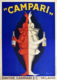 Original Antique Drink Advertising Poster Campari Milano Cappiello Alcohol Italy