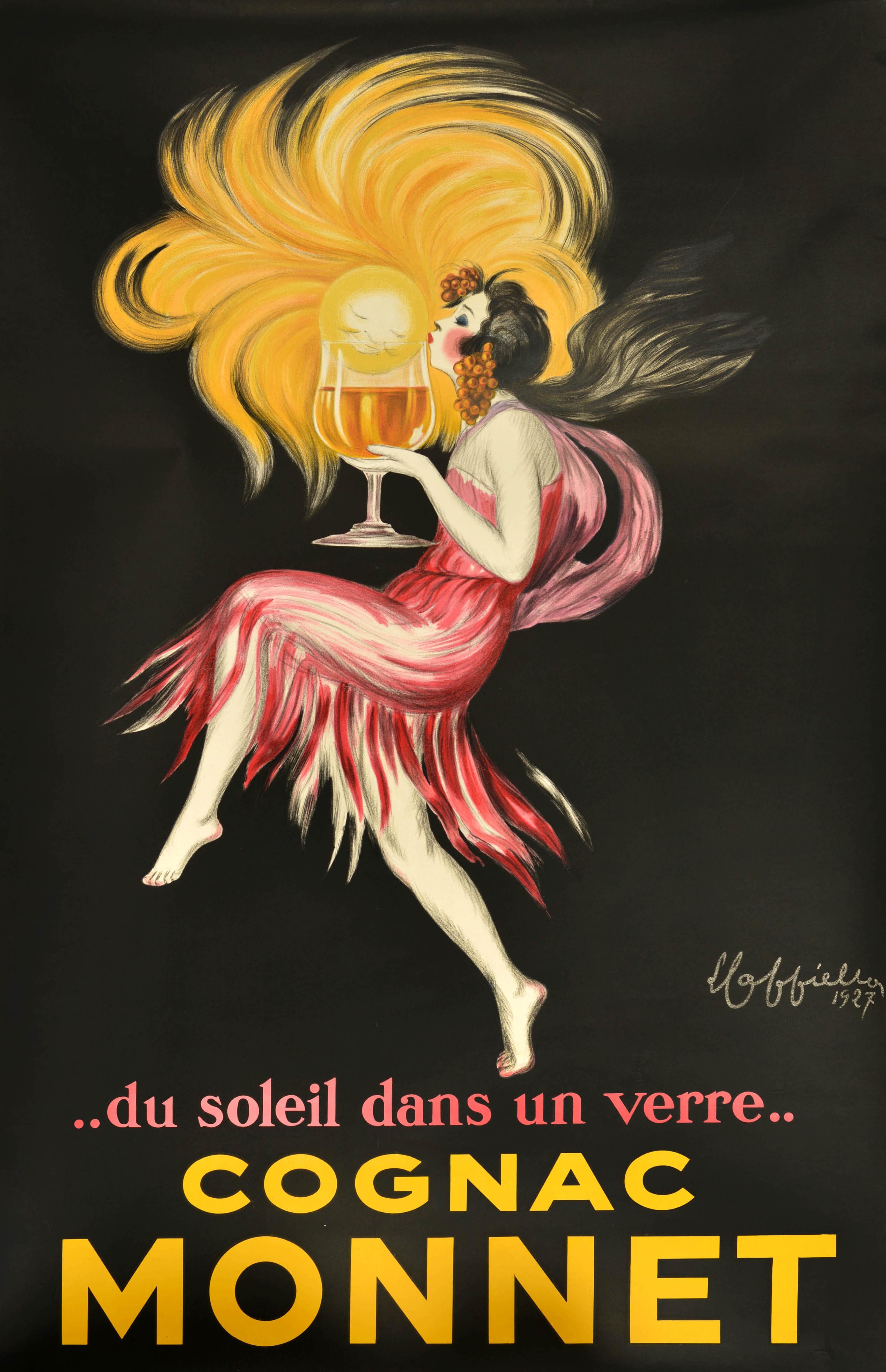 Original Vintage Drink Advertising Poster Cognac Monnet Leonetto Cappiello For Sale 1