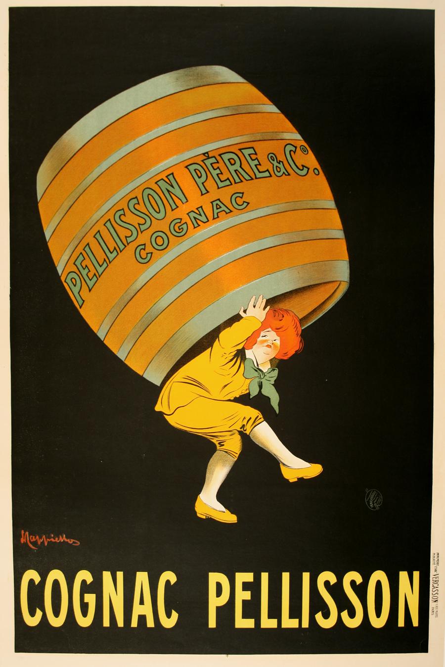 Original Vintage Leonetto Cappiello 1920
s Cognac Pellisson Poster Small Size