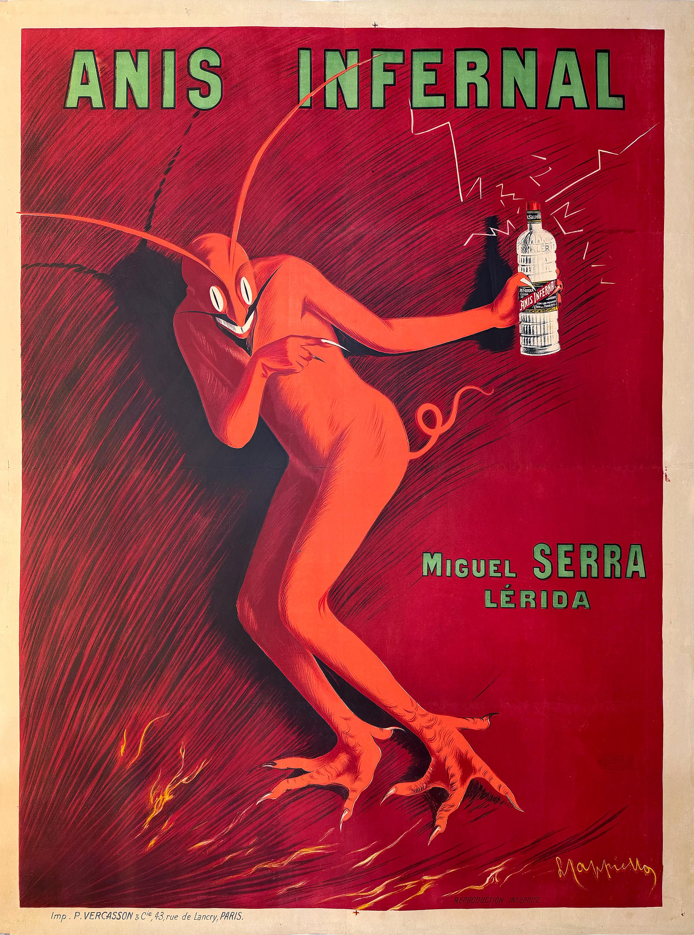 Affiche originale vintage « Anis Infernal » de Leonetto Cappiello, 1905 - RARE