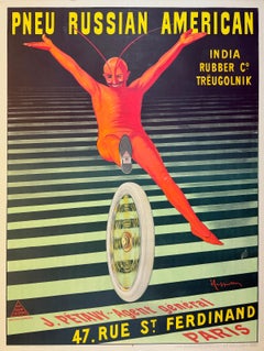 Affiche originale vintage « Pneu » de Leonetto Cappiello, de style russe-américain, 1906 - RARE