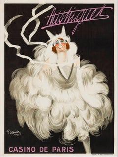 Original Vintage Mistinguett Casino de Paris Pink Poster by Leonetto Cappiello 1