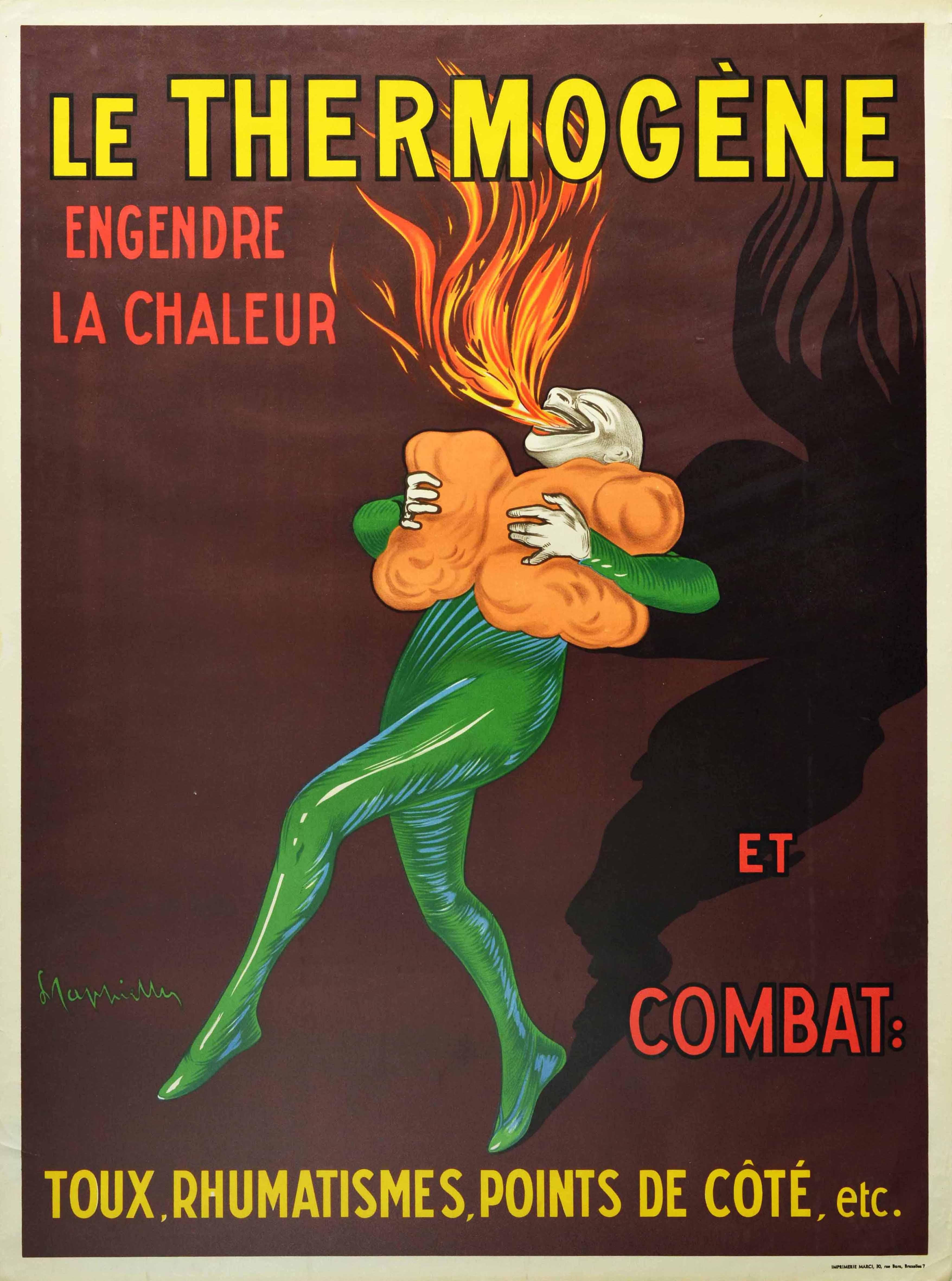 Original Vintage Reissue Poster Le Thermogene Heat Pads Coughs Rheumatism Health