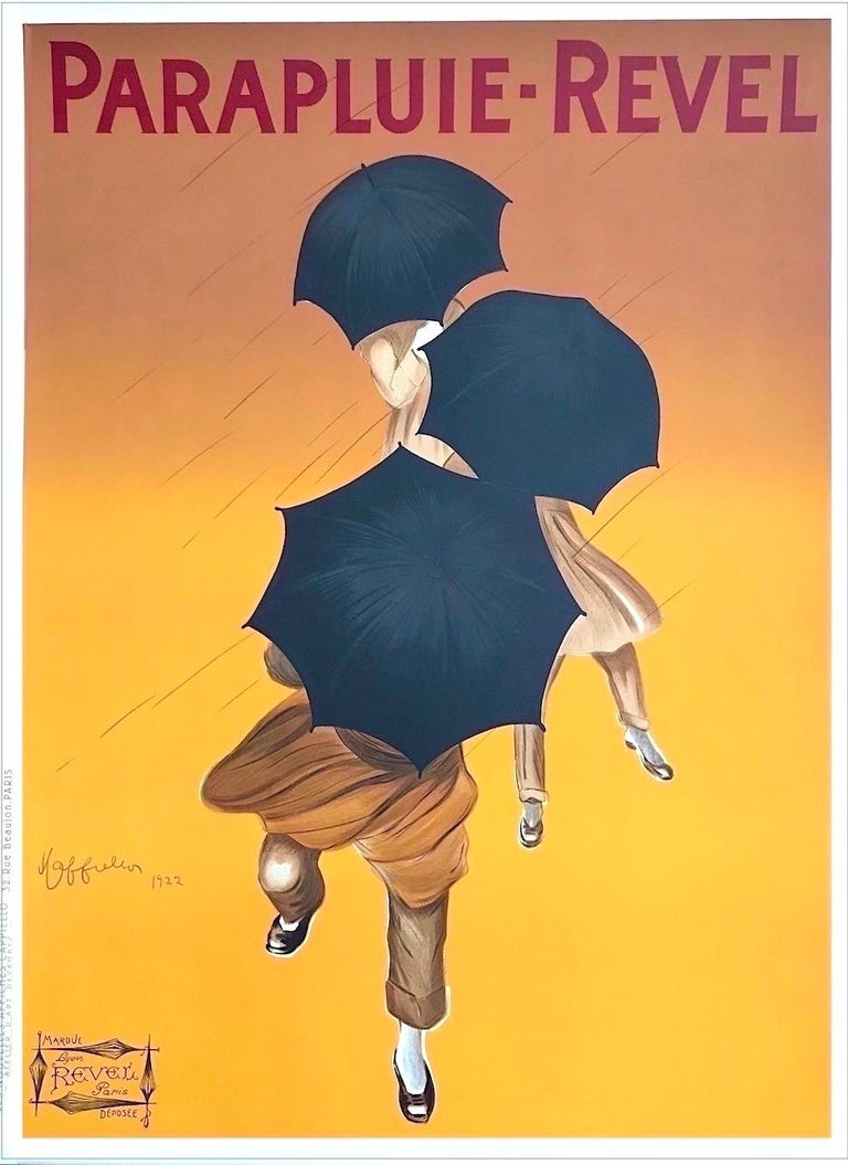 PARAPLUIE REVEL French Umbrellas, Hand Drawn Lithograph, Oversize Art Poster  52" For Sale at 1stDibs