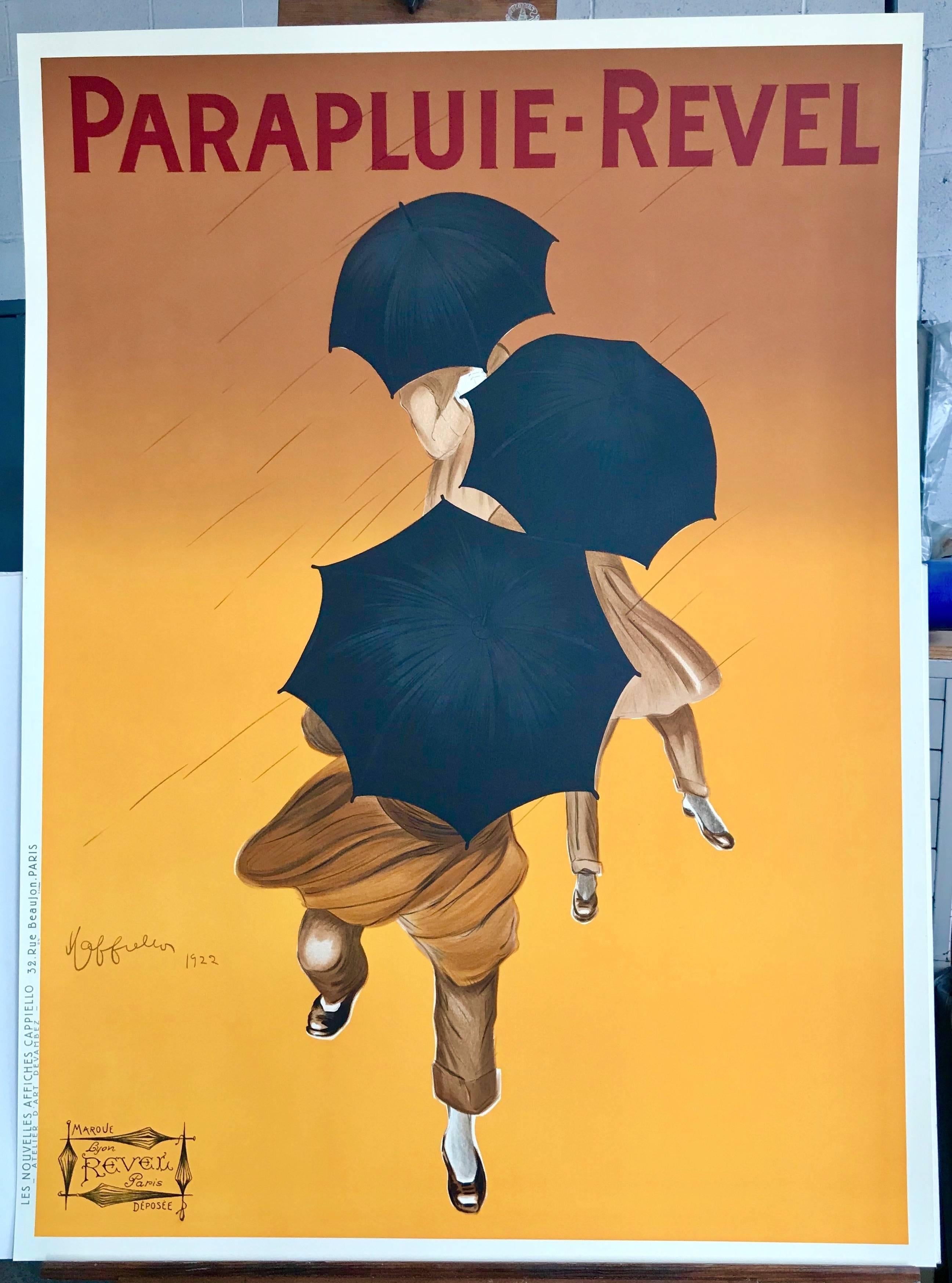 Parapluie Revel, French Umbrellas Hand Drawn Lithograph, Oversize Art Poster 52