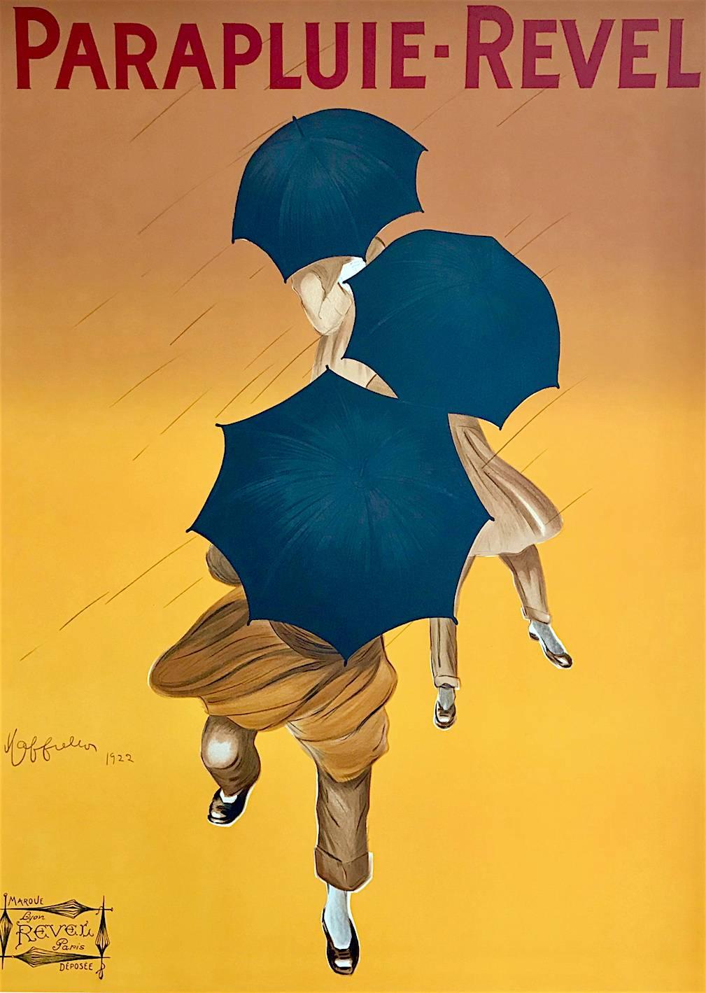 Leonetto Cappiello Print - Parapluie Revel, French Umbrellas Hand Drawn Lithograph, Oversize Art Poster 52"