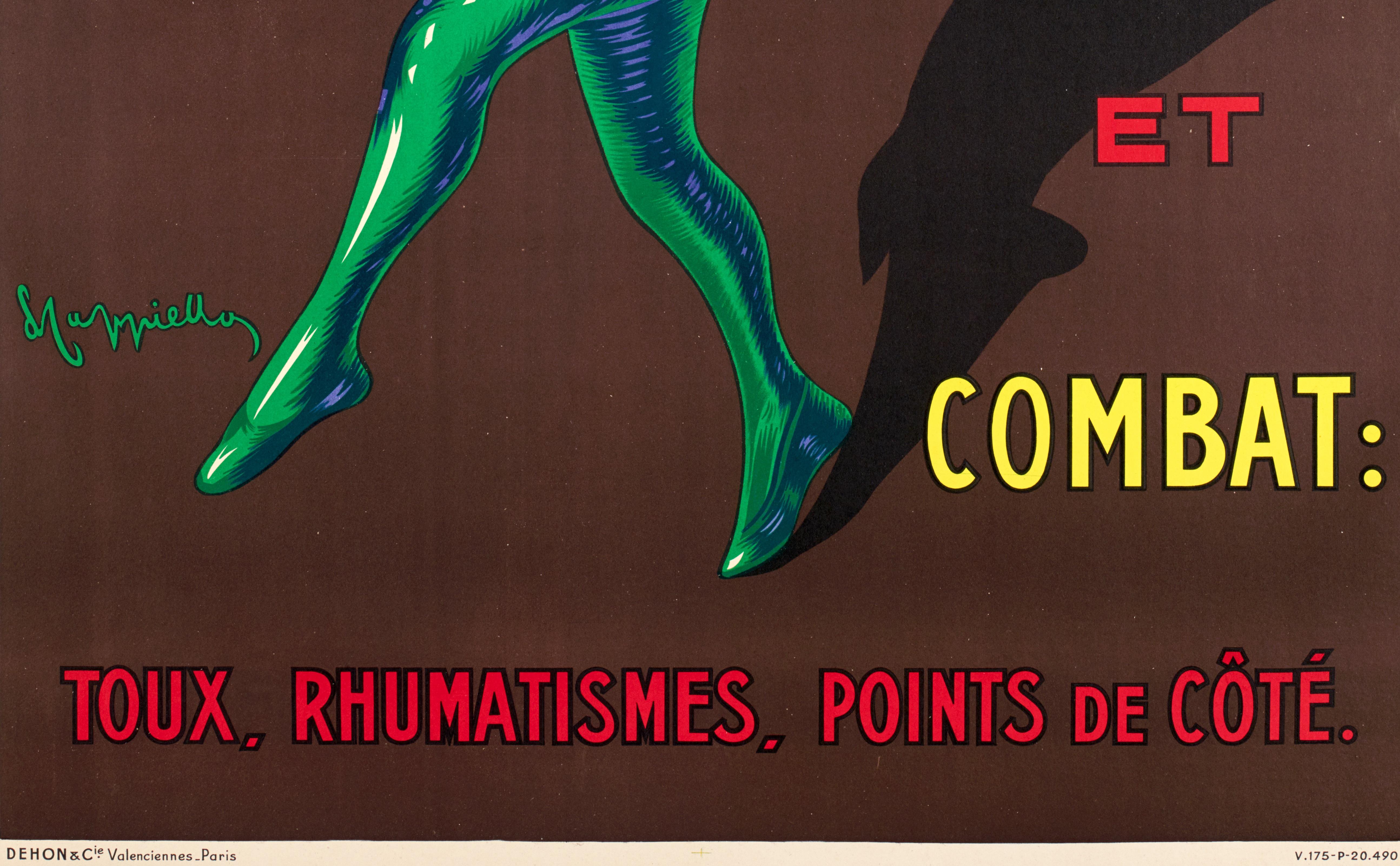 Belle Époque Leonetto Cappiello, Vintage Poster, Thermogene, Cough, Devil, Clown, 1940 For Sale