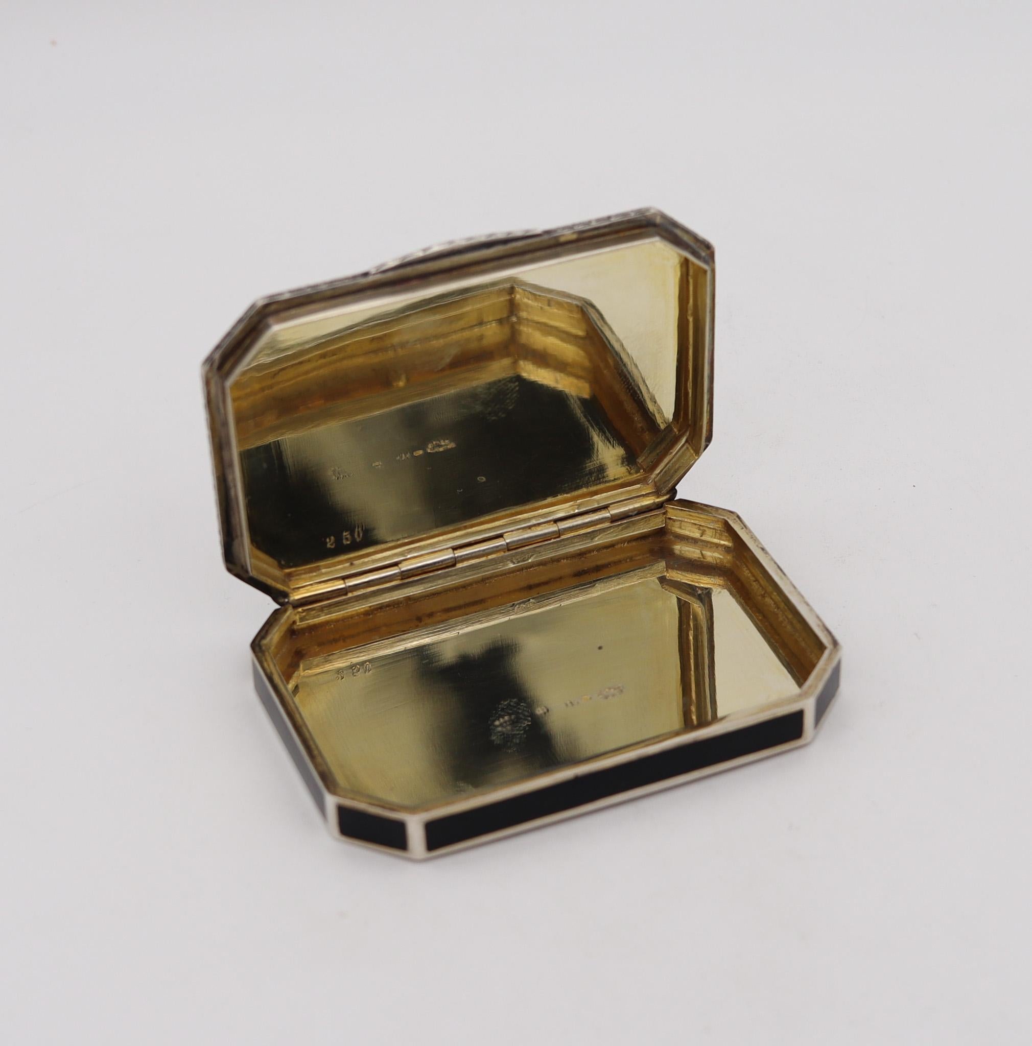 Leonhard Anzenhofer 1915 Austrian Art Deco Enameled Snuff Pill Box .935 Sterling 1